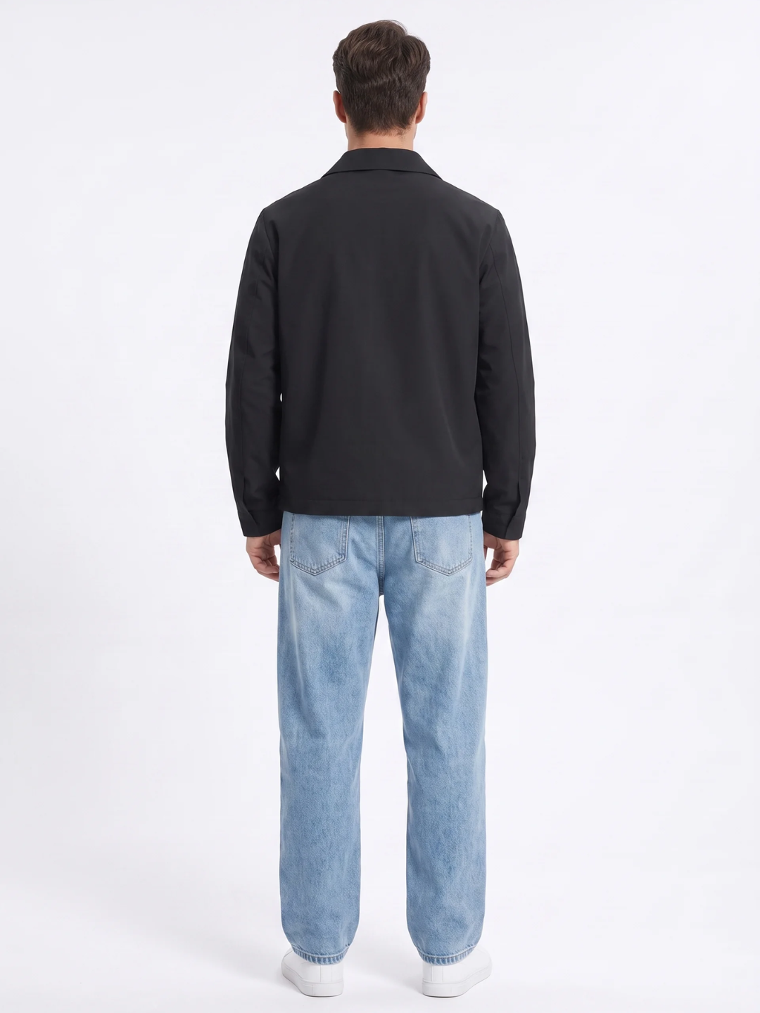 Snap Cuff Point Collar Black Bomber Jacket