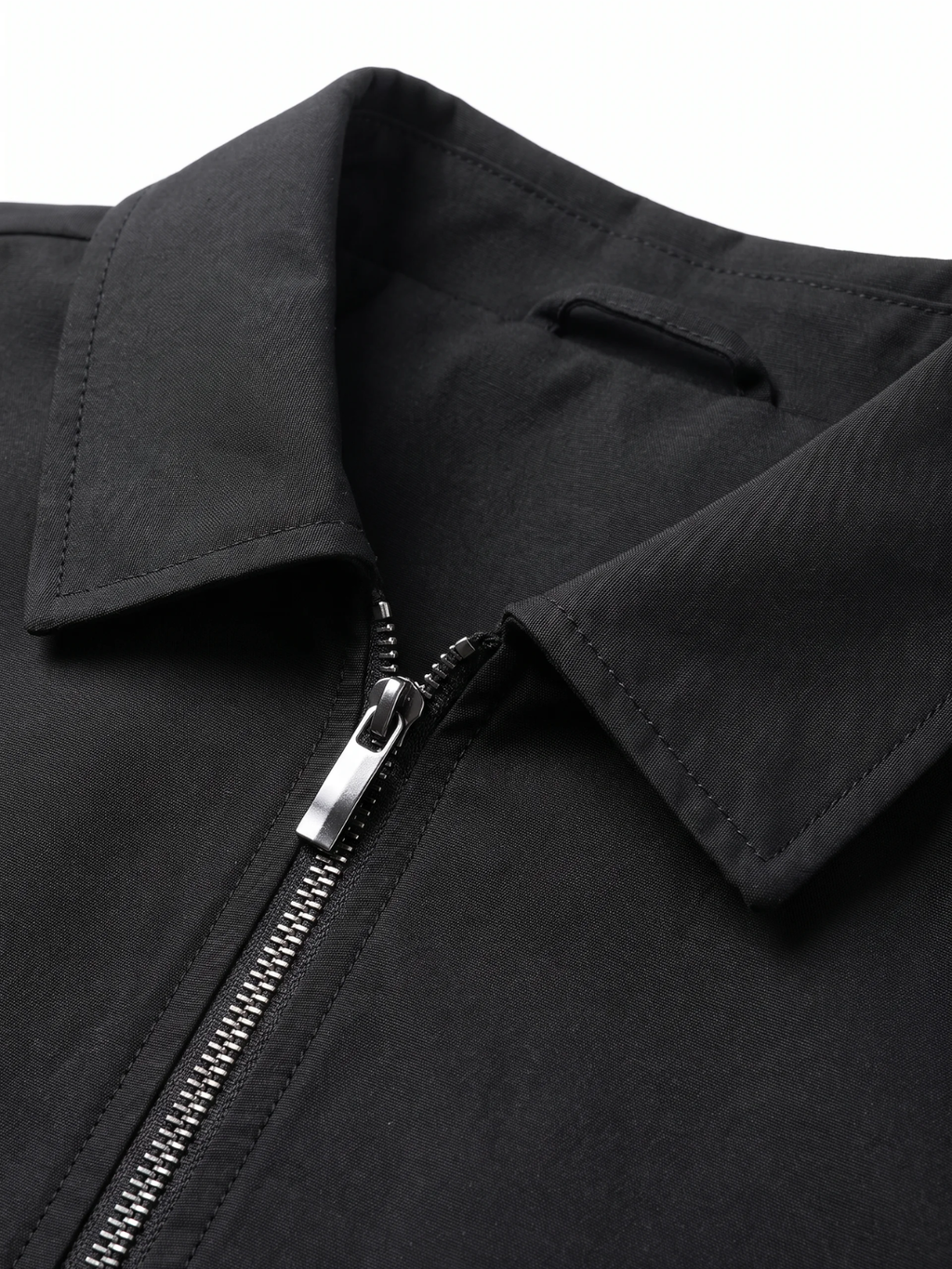 Snap Cuff Point Collar Black Bomber Jacket