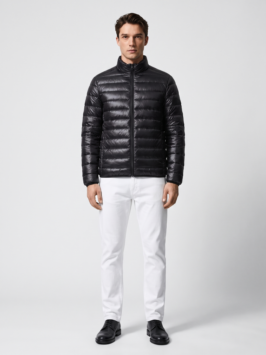 Lightweight Channel-Quilted Black Puffer Jacket