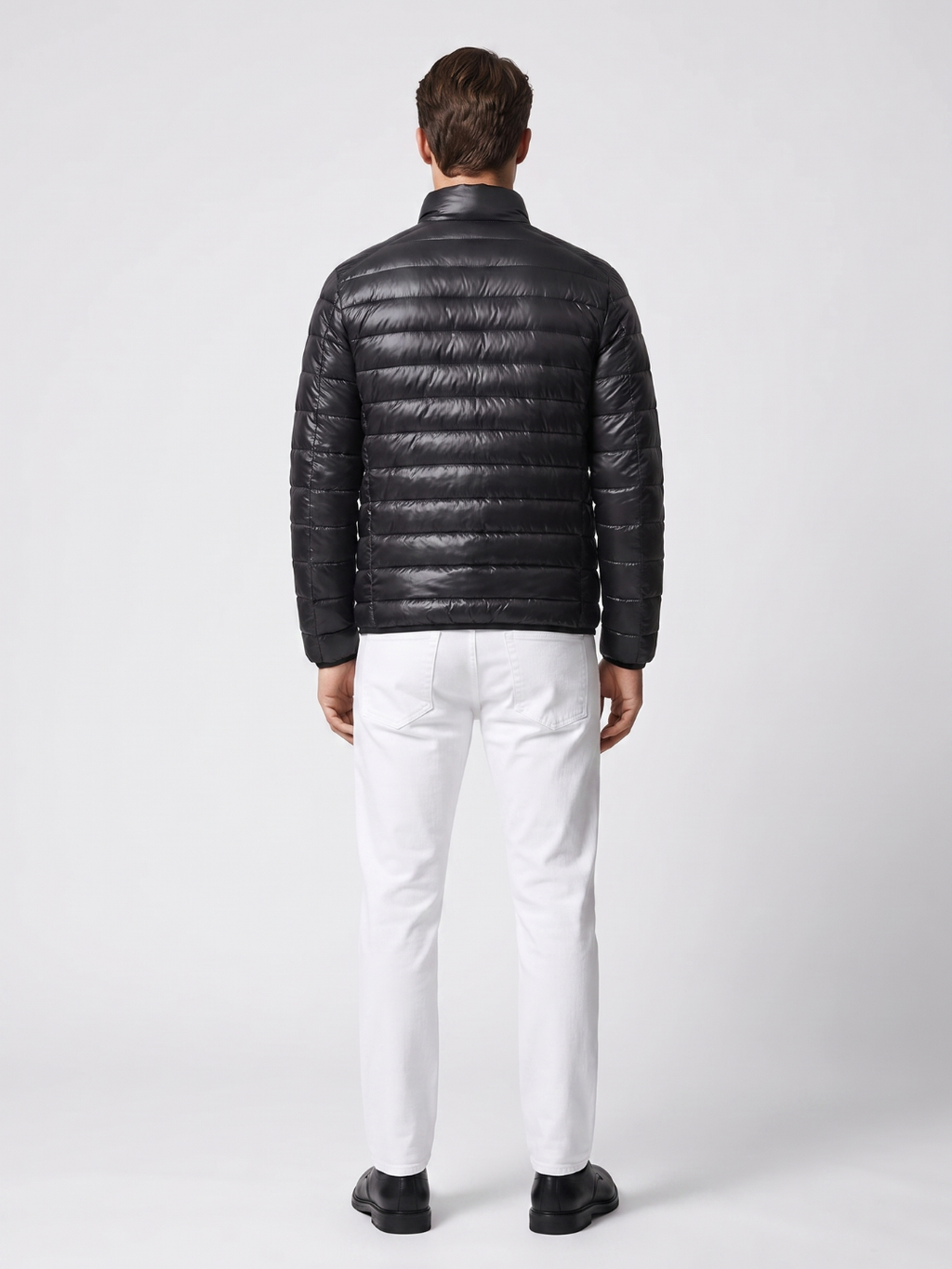 Lightweight Channel-Quilted Black Puffer Jacket