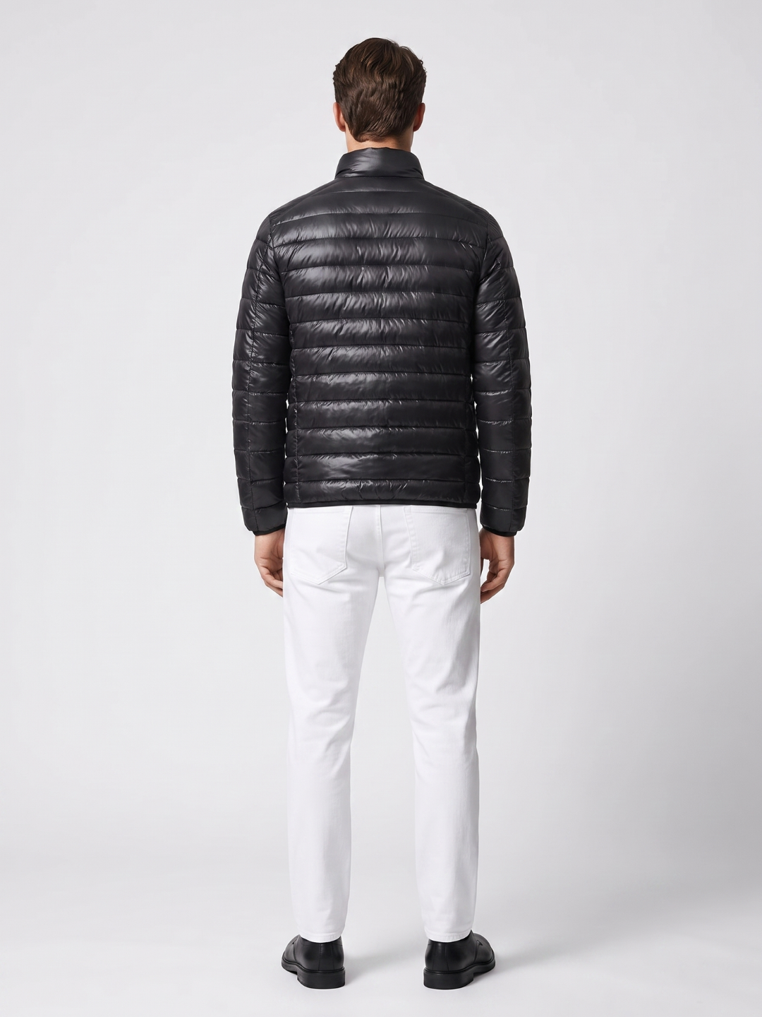 Lightweight Channel-Quilted Black Puffer Jacket