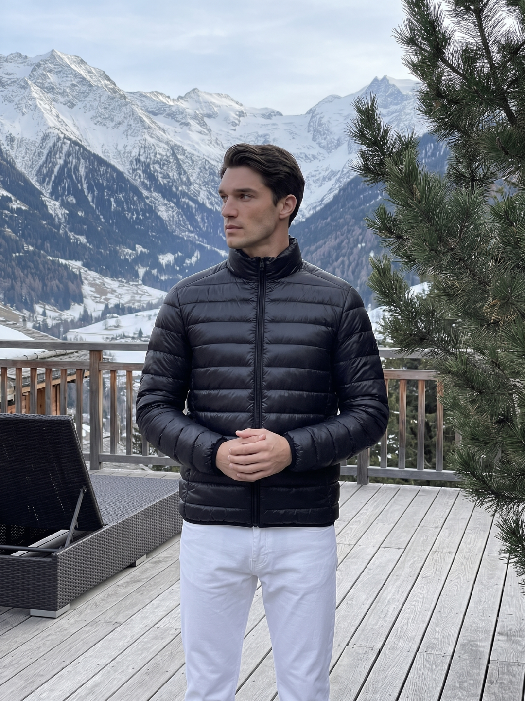Lightweight Channel-Quilted Black Puffer Jacket