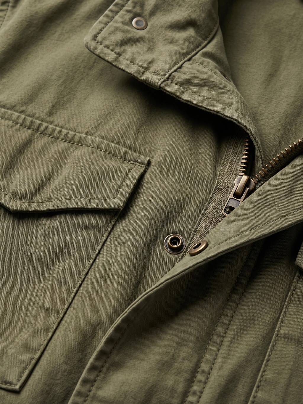Four-Pocket Epaulette Olive Field Jacket