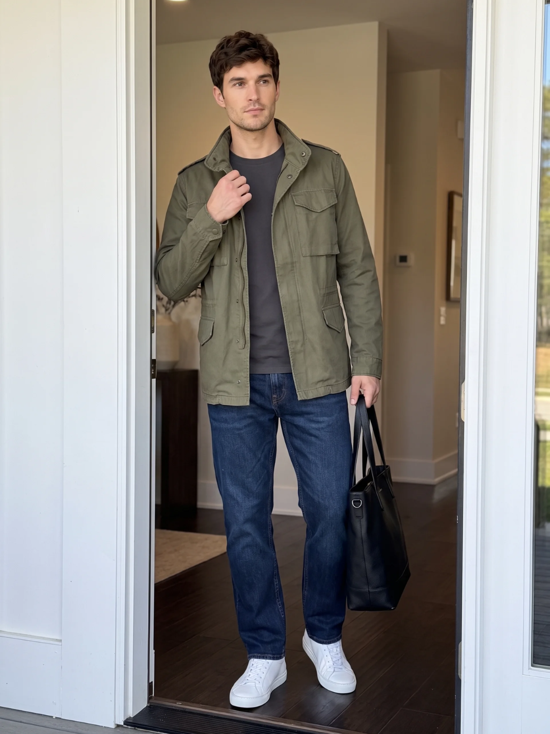 Four-Pocket Epaulette Olive Field Jacket