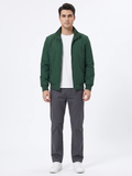 Checked-Lining Stand Collar Green Harrington Jacket