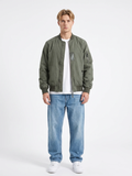 Snap Pocket Olive Green Bomber Jacket