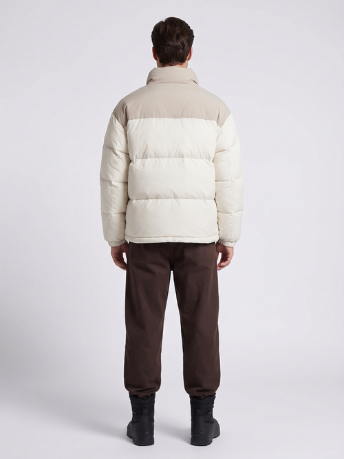 Colorblock Boxy Cream Puffer Jacket