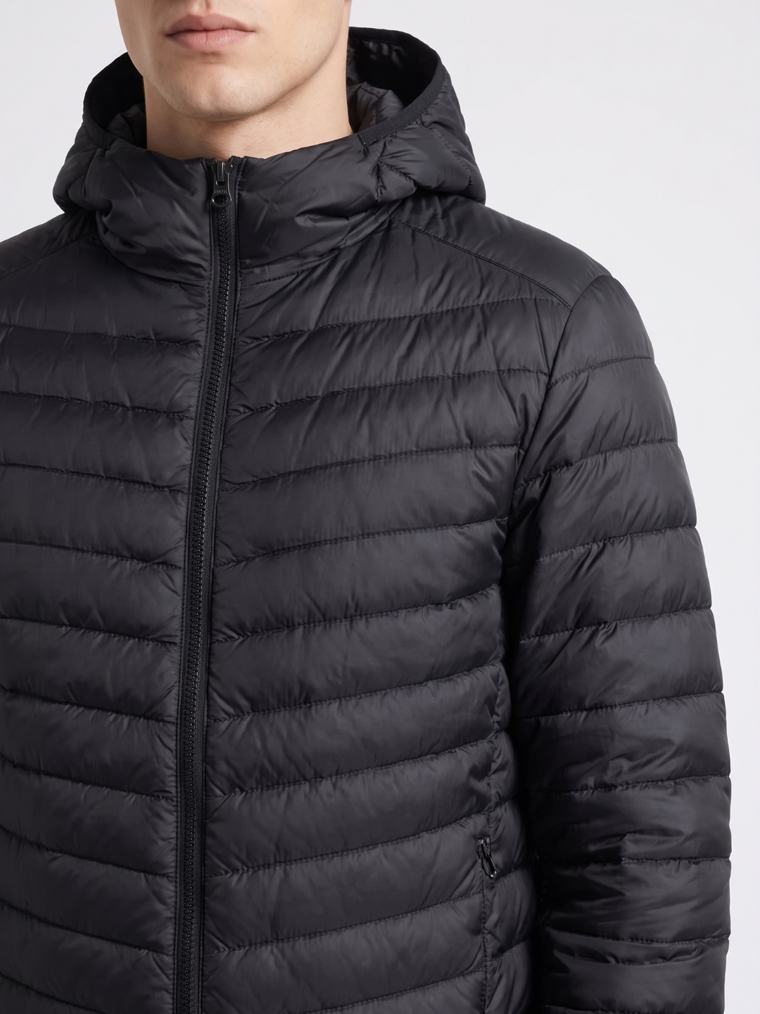 Hooded Lightweight Chevron Puffer Jacket
