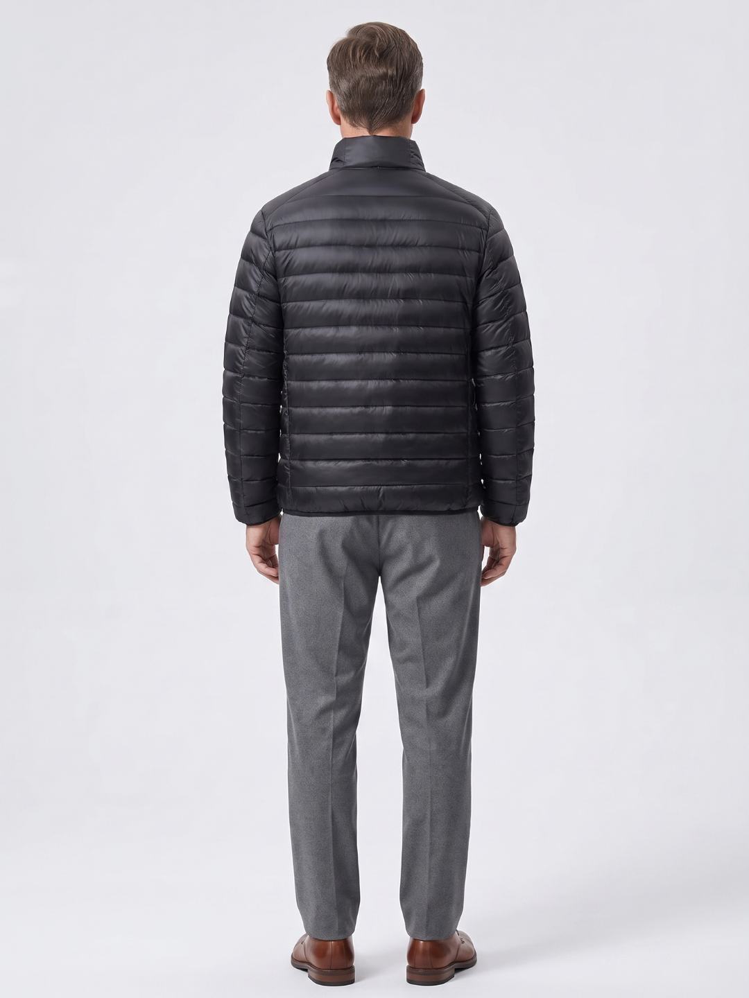 Stand Collar Packable Black Puffer Jacket