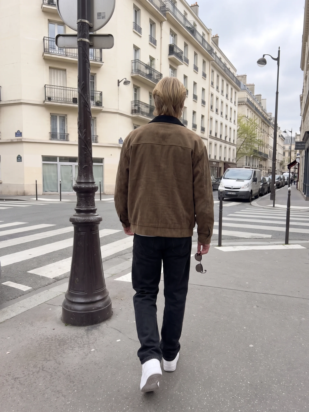 Contrast Collar Oversized Corduroy Zip Jacket