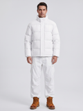Snap Collar Boxy White Puffer Jacket