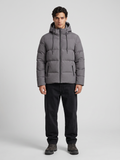 Drawstring Hood Grey Puffer Jacket